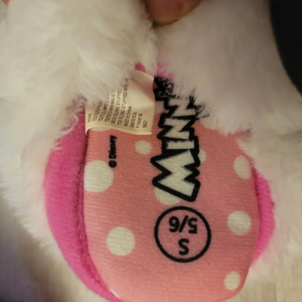Disney Pink Minnie Mouse Plush Slippers with Polka-Dot Bows